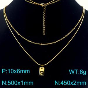 Simple Chain Link Necklace Customized Alphabet C Pendant Women Gold Color Fashion Goth Jewelry Party Gift - KN293960-Z