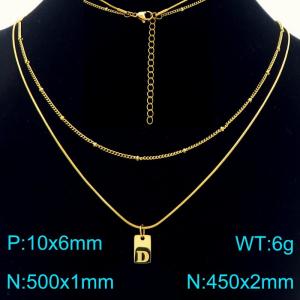 Simple Chain Link Necklace Customized Alphabet D Pendant Women Gold Color Fashion Goth Jewelry Party Gift - KN293961-Z