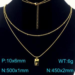 Simple Chain Link Necklace Customized Alphabet F Pendant Women Gold Color Fashion Goth Jewelry Party Gift - KN293963-Z