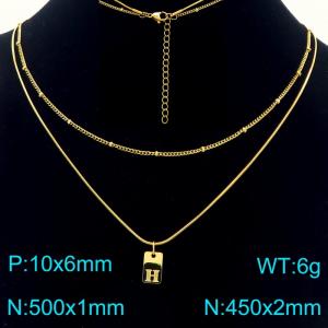 Simple Chain Link Necklace Customized Alphabet H Pendant Women Gold Color Fashion Goth Jewelry Party Gift - KN293965-Z