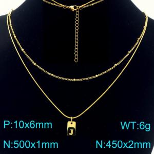 Simple Chain Link Necklace Customized Alphabet J Pendant Women Gold Color Fashion Goth Jewelry Party Gift - KN293967-Z