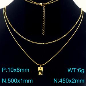 Simple Chain Link Necklace Customized Alphabet K Pendant Women Gold Color Fashion Goth Jewelry Party Gift - KN293968-Z