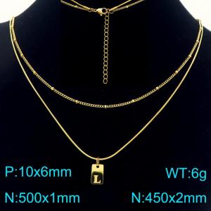 Simple Chain Link Necklace Customized Alphabet L Pendant Women Gold Color Fashion Goth Jewelry Party Gift - KN293969-Z
