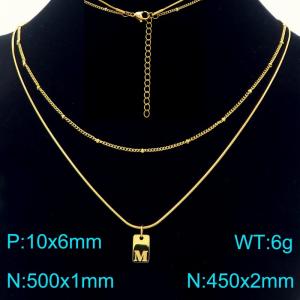 Simple Chain Link Necklace Customized Alphabet M Pendant Women Gold Color Fashion Goth Jewelry Party Gift - KN293970-Z