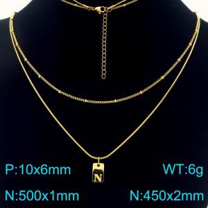 Simple Chain Link Necklace Customized Alphabet N Pendant Women Gold Color Fashion Goth Jewelry Party Gift - KN293971-Z