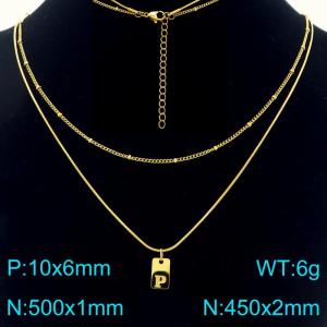 Simple Chain Link Necklace Customized Alphabet P Pendant Women Gold Color Fashion Goth Jewelry Party Gift - KN293973-Z