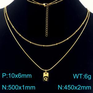 Simple Chain Link Necklace Customized Alphabet Q Pendant Women Gold Color Fashion Goth Jewelry Party Gift - KN293974-Z
