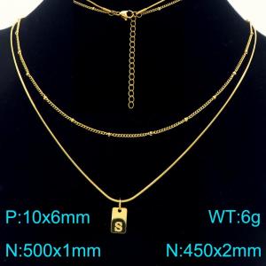 Simple Chain Link Necklace Customized Alphabet S Pendant Women Gold Color Fashion Goth Jewelry Party Gift - KN293976-Z