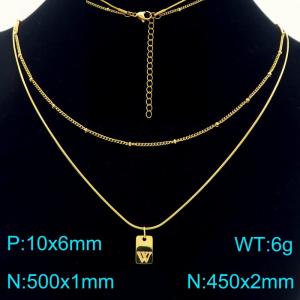 Simple Chain Link Necklace Customized Alphabet W Pendant Women Gold Color Fashion Goth Jewelry Party Gift - KN293980-Z