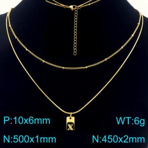 Simple Chain Link Necklace Customized Alphabet X Pendant Women Gold Color Fashion Goth Jewelry Party Gift - KN293981-Z