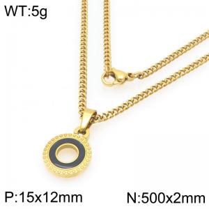 Fashionable and personalized stainless steel black circular pendant necklace - KN295054-Z