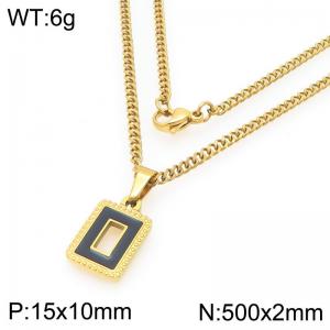 Fashionable and personalized stainless steel black square pendant necklace - KN295055-Z
