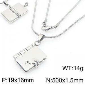 Fashionable and personalized stainless steel heart-shaped notebook necklace - KN295056-Z