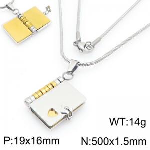 Fashionable and personalized stainless steel heart-shaped notebook necklace - KN295057-Z