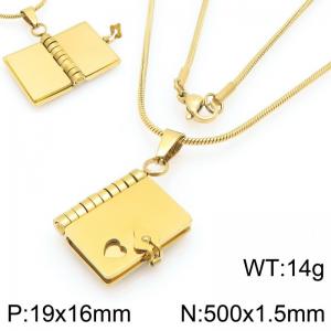 Fashionable and personalized stainless steel heart-shaped notebook necklace - KN295058-Z