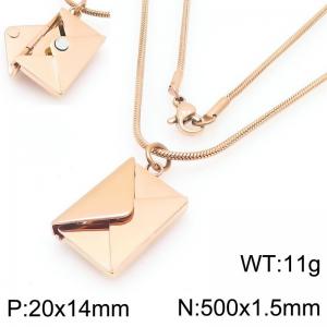 Fashionable and personalized stainless steel envelope necklace, the envelope can be opened - KN295059-Z