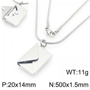 Fashionable and personalized stainless steel envelope necklace, the envelope can be opened - KN295061-Z