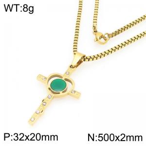 Simple and stylish stainless steel cross necklace - KN295062-Z