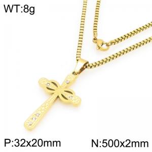 Simple and stylish stainless steel cross necklace - KN295063-Z