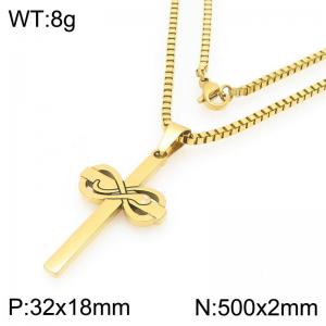Simple and stylish stainless steel cross necklace - KN295064-Z