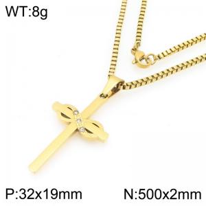 Simple and stylish stainless steel cross necklace - KN295065-Z