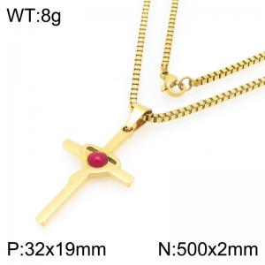 Simple and stylish stainless steel cross necklace - KN295066-Z