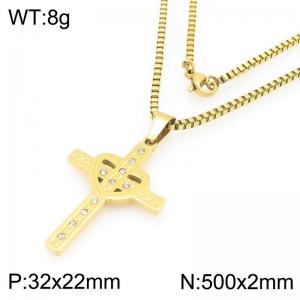 Simple and stylish stainless steel cross necklace - KN295067-Z