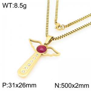 Simple and stylish stainless steel cross necklace - KN295068-Z