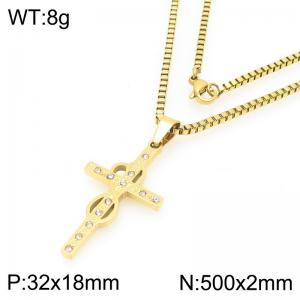 Simple and stylish stainless steel cross necklace - KN295070-Z