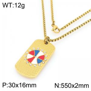 Personalized and fashionable stainless steel colored basketball necklace - KN295072-Z
