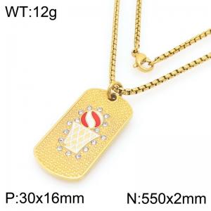 Personalized and fashionable stainless steel colored basketball necklace - KN295073-Z