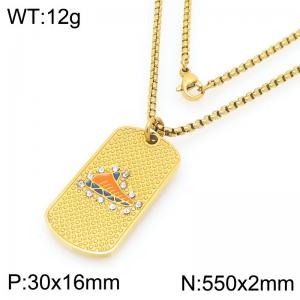 Personalized and fashionable stainless steel diamond studded colorful sneaker necklace - KN295074-Z