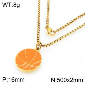 Personalized and fashionable stainless steel colored basketball necklace - KN295076-Z
