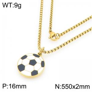 Personalized and fashionable stainless steel black and white football necklace - KN295077-Z
