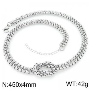 Rope Knot Square Pearl Chain Necklace Stainless Steel Trend Jewelry - KN295312-Z