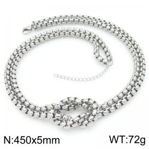 Rope Knot Square Pearl Chain Necklace Stainless Steel Trend Jewelry - KN295315-Z