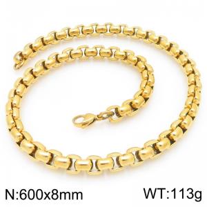 Stainless Steel Square Pearl Necklace Lobster Clasp Gold Color Jewelry - KN295379-Z