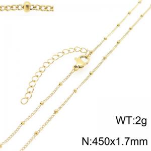 Stainless Steel Beads Necklace Women's Gold Color Tiny Cuban Chain Jewelry - KN295455-Z