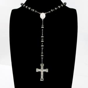 Stainless Steel Rosary Necklace - KN295576-JG