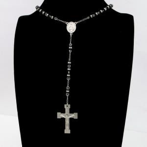 Stainless Steel Rosary Necklace - KN295579-JG