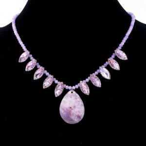 Stainless Steel Stone & Crystal Necklace - KN296038-FA