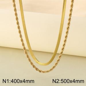 SS Gold-Plating Necklace - KN298005-Z