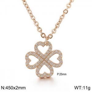 Stainless Steel Stone & Crystal Necklace - KN29815-K