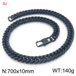 Stainless Steel Cuban Chain Necklace Black Color - KN298347-Z