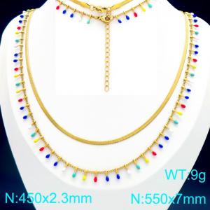 SS Gold-Plating Necklace - KN298416-Z