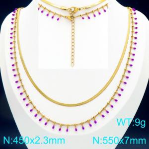 SS Gold-Plating Necklace - KN298419-Z