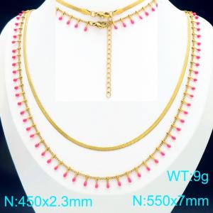 SS Gold-Plating Necklace - KN298421-Z
