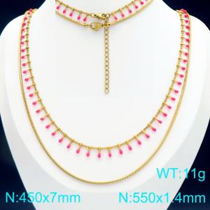 SS Gold-Plating Necklace - KN298425-Z