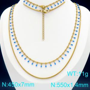 SS Gold-Plating Necklace - KN298426-Z