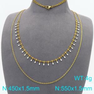 SS Gold-Plating Necklace - KN298440-Z